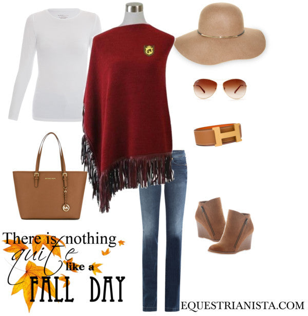 Equestrian Street Style: Aurora Red Poncho from Equestrianista